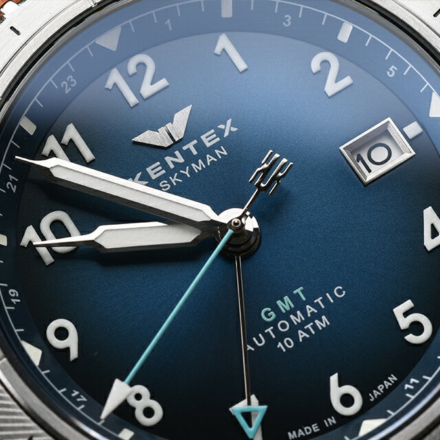 ＼全品10倍+さらに5倍★3日間だけ／ ケンテックス スカイマンGMT 自動巻き 腕時計 ブランド メンズ Kentex S809M-02 ホライゾンブルー ブラウン 日本製 おしゃれ 防水 プレゼント 男性 実用的