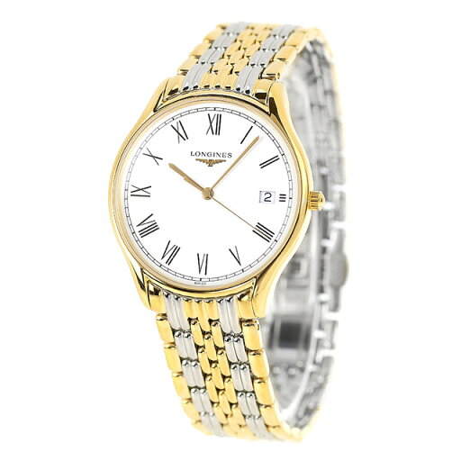 ロンジン リール クォーツ 電池式 腕時計 ブランド メンズ LONGINES L4.759.2.11.7 アナログ ホワイト ゴールド シルバー 白 スイス製 おしゃれ 防水 プレゼント 男性 実用的