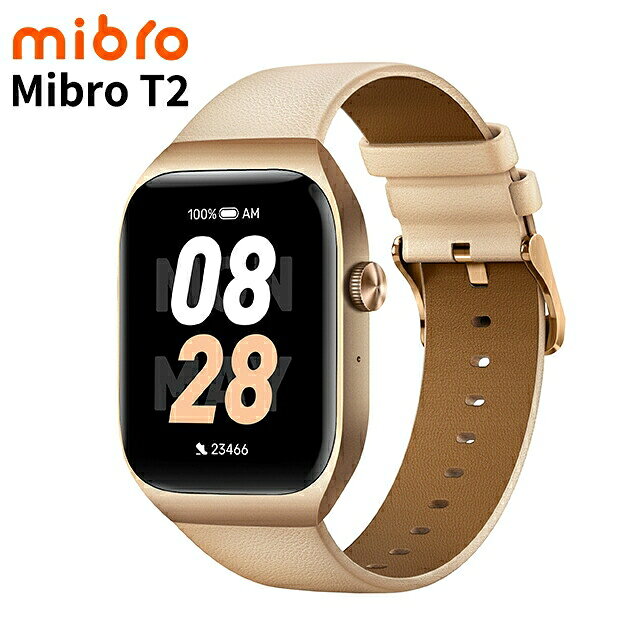 ミブロ Mibro T2 ライトゴールド 充電式クオーツ スマートウォッチ ブランド メンズ レディース Bluetooth mibro SP380008-C61 デジタル ピンクベージュ プレゼント 実用的