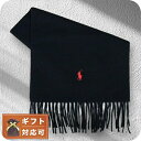 ポロラルフローレン POLO RALPH LAUREN マフラー PC0476-001 メンズ レディース BLACK ブラック レッド刺繍