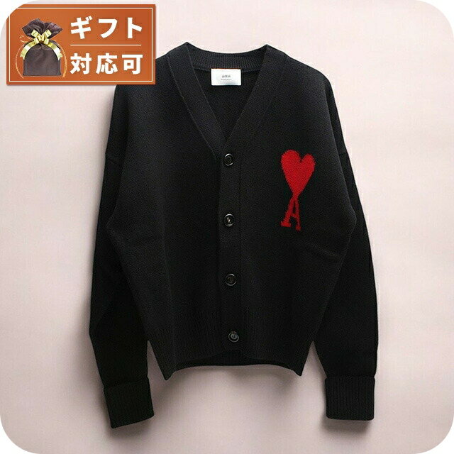 \全品10倍+最大37倍/ アミ パリス Ami Paris カーディガン BFUKC002-018-L アミパリ メンズ ブラック カーディガン
