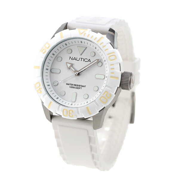 EPOS - ノーティカ NAUTICA メンズ 腕時計 100m防水 ホワイト シリコンベルト 44mm A09603G NSR100 ジェリー 時計