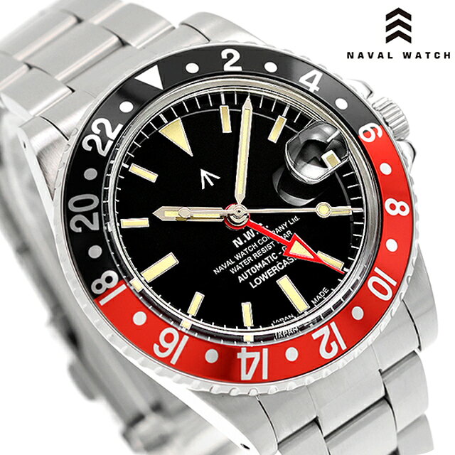 ナバルウォッチ NAVAL WATCH Produced by LOWERCASE GMT 自動巻き 腕時計 ブランド メンズ NAVAL WATCH FRXD004 アナログ ブラック 黒 日本製 おしゃれ 防水 プレゼント 男性 実用的