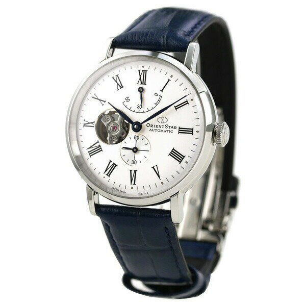 オリエントスター セミスケルトン 40mm 自動巻き RK-AV0003S 腕時計 メンズ ホワイト ネイビー CLASSICSEMISKELETON ブランド おしゃれ 防水 プレゼント 男性 実用的