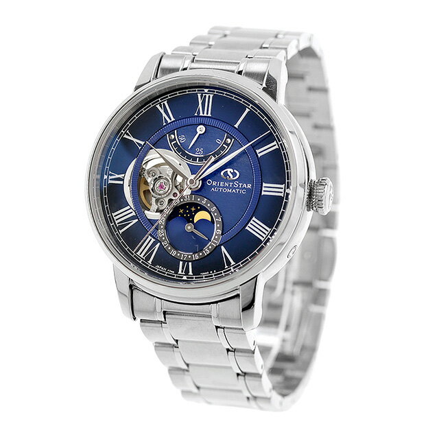 オリエントスター Classic Collection M45 F7 Mechanical Moon Phase 自動巻き 腕時計 ブランド メンズ ムーンフェイズ オープンハート ORIENT STAR RK-BT0002L ネイビー おしゃれ 防水 プレゼント 男性 実用的 3