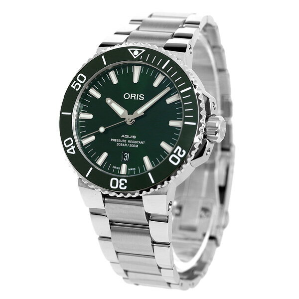 オリス アクイスデイト 43.5mm メンズ 腕時計 ブランド 01 733 7730 4157-07 8 24 05PEB ORIS 時計 自動巻き グリーン 記念品 プレゼント ギフト