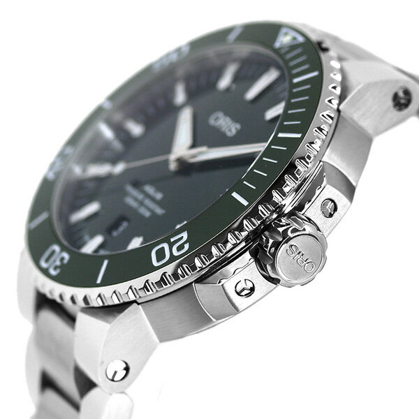 オリス アクイスデイト 43.5mm メンズ 腕時計 ブランド 01 733 7730 4157-07 8 24 05PEB ORIS 時計 自動巻き グリーン 記念品 プレゼント ギフト