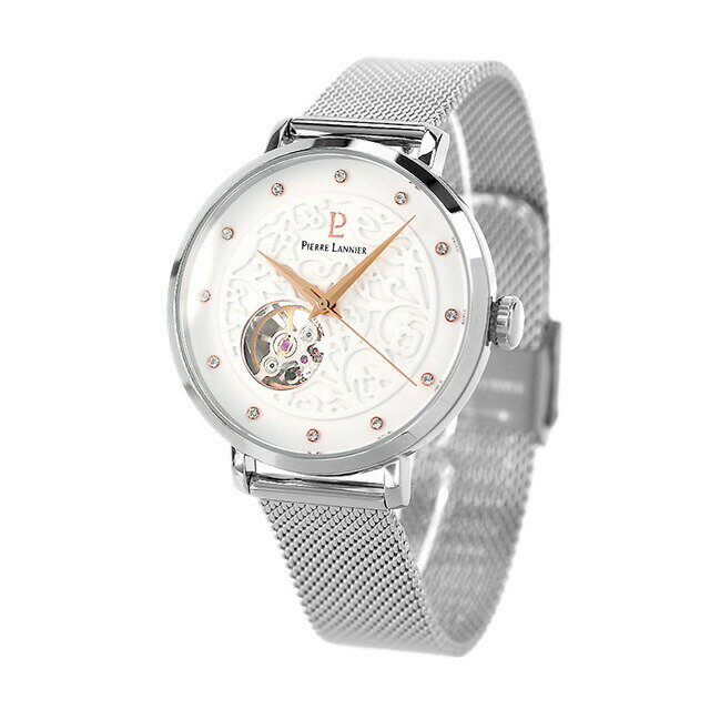 ピエールラニエ エオリアオートマウォッチ 自動巻き 腕時計 ブランド レディース オープンハート Pierre Lannier P311D601 アナログ ホワイト 白 フランス製 プレゼント ギフト
