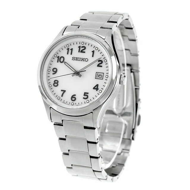 セイコーセレクション アラビア Sシリーズ ソーラー 腕時計 シンプル メンズ 数字だけ 数字大きい SEIKO SELECTION SBPX153 アナログ ホワイト 白 日本製 ブランド おしゃれ 防水 プレゼント 男性 実用的 学生 受験生 受験用 試験用 受験対応