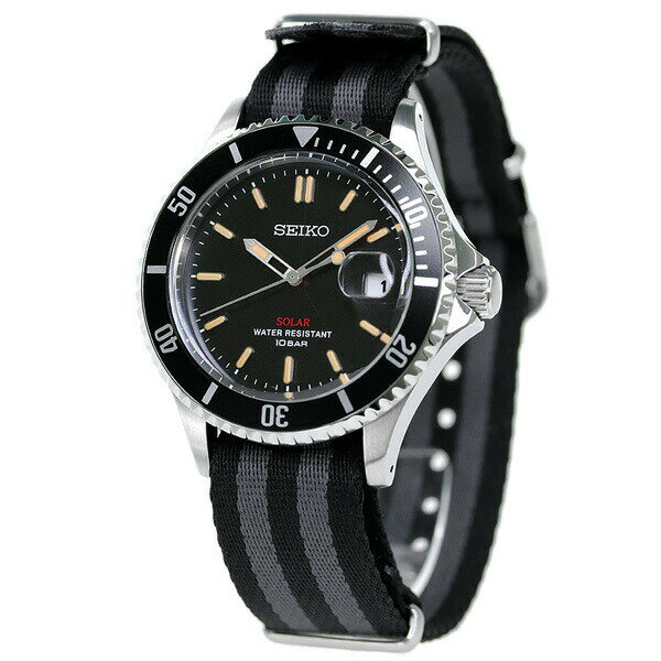 セイコー 流通限定モデル 日本製 ソーラー メンズ 腕時計 ブランド SZEV014 SEIKO ブラック×グレー ナイロンベルト ギフト プレゼント 実用的