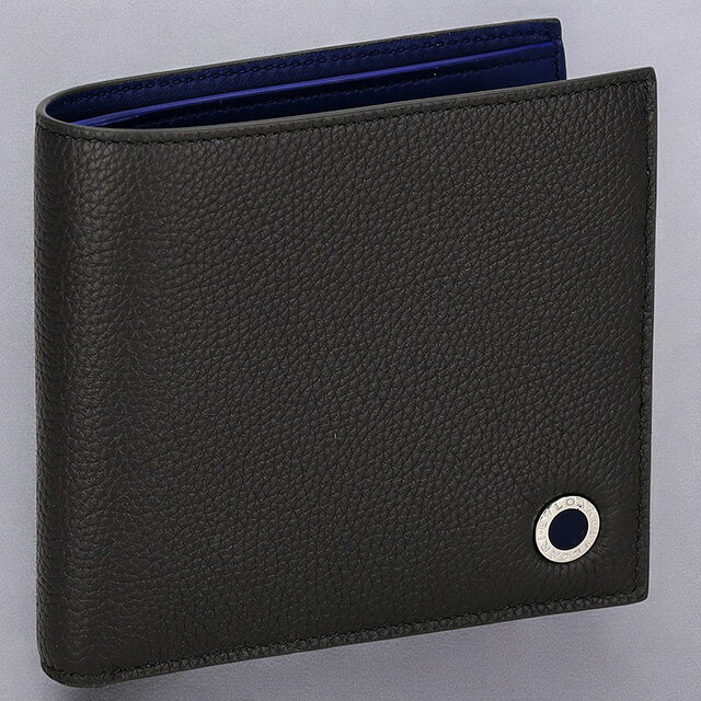 ブルガリ 二つ折り財布 メンズ ブランド BVLGARI レザー 291066 CHADI チャコール/ネイビー
