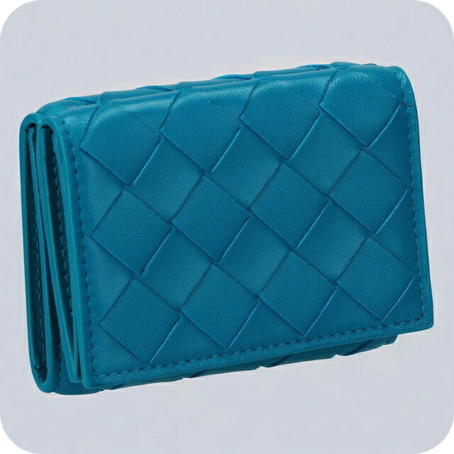 ボッテガ・ヴェネタ 三つ折り財布 レディース ブランド BOTTEGA VENETA イントレチャート 609285 VCPP2 4403 ブルー(4.0)