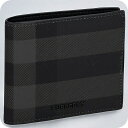 \さらに+9倍★16日02時迄/ バ−バリ− 二つ折り財布 メンズ ブランド BURBERRY チェック 8100529 チャコール