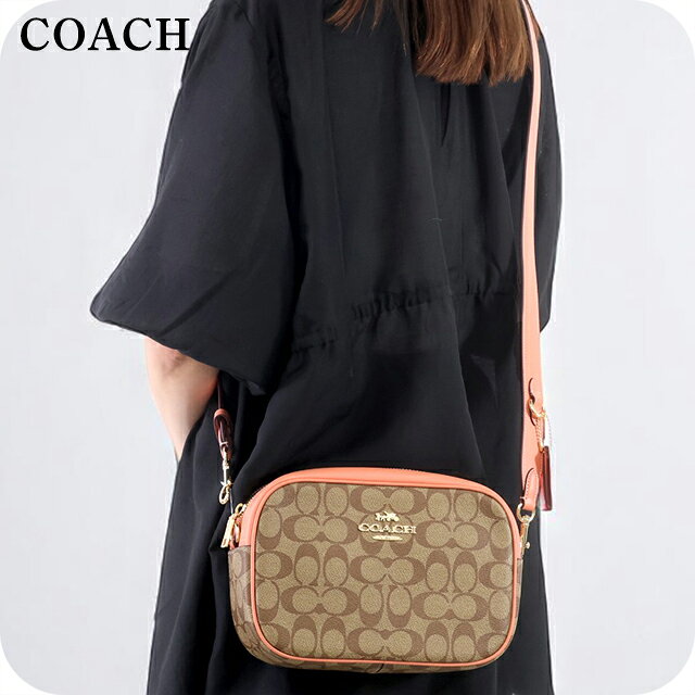 COACH - コーチ ショルダーバッグ メッセンジャーバッグ 2way ハンドバッグ レディース アウトレット ブランド COACH シグネチャー CA547 IMVH0 ブラウン/ライトコーラル 斜めがけ 高級 おしゃれ プレゼント 女性 実用的 かわいい