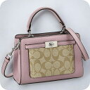 \全品さらに+9倍/ コーチ ハンドバッグ レディース ブランド COACH シグネチャー CC977 SVV7O 1 ライトカーキ/ピンク