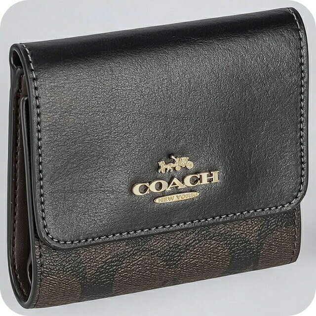 ＼今ならさらに+9倍／ コーチ 三つ折り財布 メンズ レディース ブランド COACH シグネチャー CE930 IMAA8 1 ブラック/ブラウン
