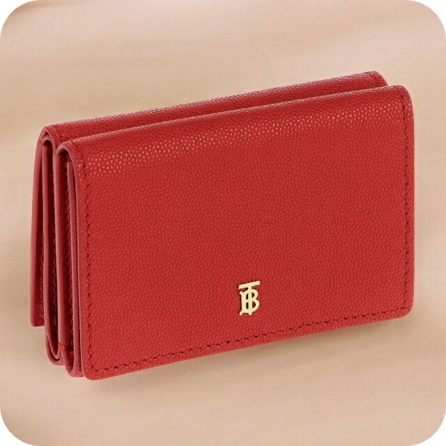 バ−バリ− 三つ折り財布 コンパクト レディース ブランド BURBERRY 8018960 レッド ウォレット 高級 おしゃれ プレゼント 実用的