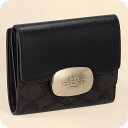 \全品さらに+9倍/ コーチ 二つ折り財布 レディース ブランド COACH CW801 ウォルナット/ブラック ウォレット 高級 おしゃれ プレゼント 実用的