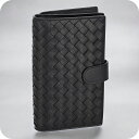 ボッテガ・ヴェネタ 二つ折り財布 レディース ブランド BOTTEGA VENETA イントレチャート レザー 121060-V3UN1 ブラック ウォレット ...