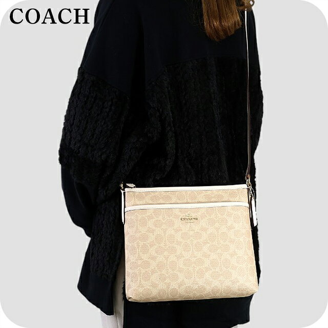 COACH - コーチ ショルダーバッグ メッセンジャーバッグ レディース アウトレット ブランド COACH CCQ21 IMXDM ライトベージュ/ホワイト 斜めがけ 高級 おしゃれ プレゼント 女性 実用的 かわいい