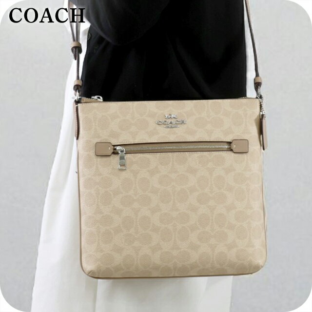 COACH - コーチ ショルダーバッグ メッセンジャーバッグ レディース アウトレット ブランド COACH CCQ27 SVPWH ライトベージュ 斜めがけ 高級 おしゃれ プレゼント 女性 実用的 かわいい