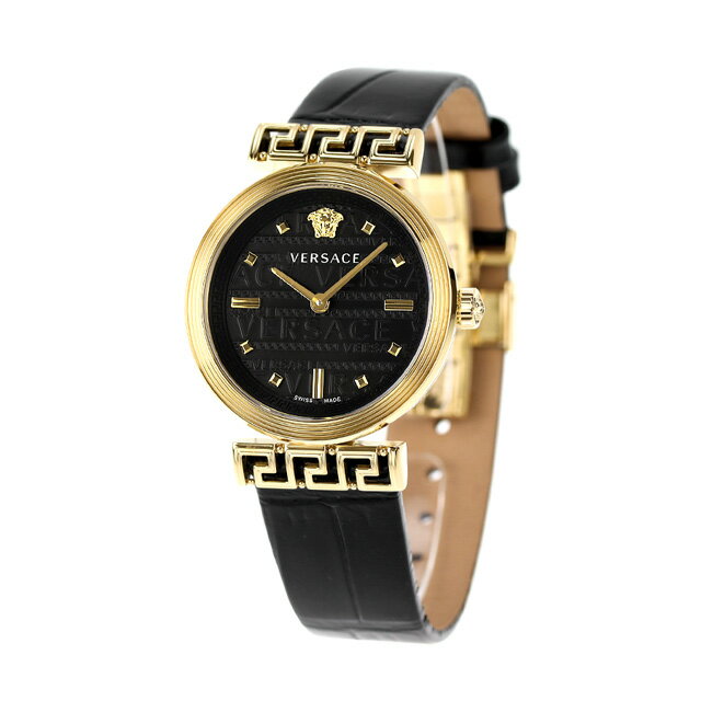 ヴェルサーチ ミアンダー クオーツ 腕時計 ブランド レディース 革ベルト VERSACE VELW01122 アナログ ネイビー ブラック 黒 スイス製 記念品 プレゼント ギフト