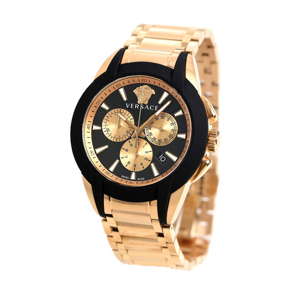 Infinitownのヴェルサーチ 時計 メンズ 腕時計 キャラクター クロノグラフ スイス製 VEM800318 VERSACE ブラック×ピンクゴールド 新品｜アングル2