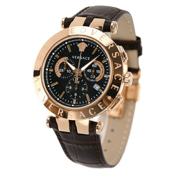 ヴェルサーチ 腕時計（メンズ） ヴェルサーチ 時計 メンズ VERQ00320 腕時計 ブランド クロノグラフ スイス製 ブラック×ダークブラウン 新品 記念品 プレゼント ギフト