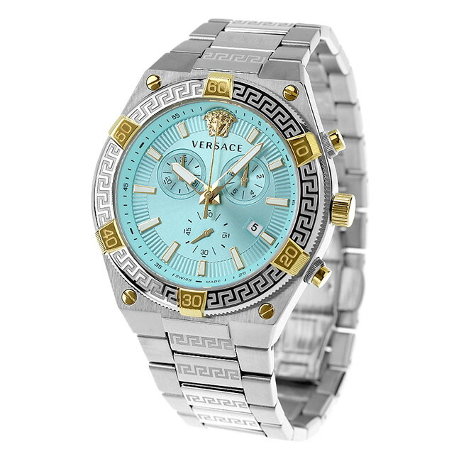 ヴェルサーチ スポーティー グレカ クオーツ 腕時計 ブランド メンズ クロノグラフ VERSACE VESO01223 アナログ ライトブルー スイス製 父の日 プレゼント 実用的