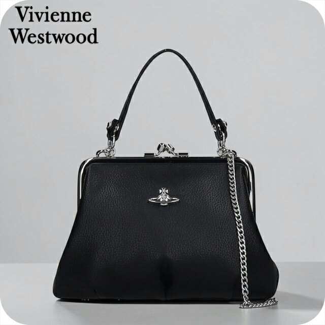 ヴィヴィアン ウエストウッド ハンドバッグ レディース ブランド Vivienne Westwood がま口 2WAY 4B010007W BLACK ビビアン 軽量 小さめ 手提げ 高級 おしゃれ プレゼント 女性 実用的 かわいい