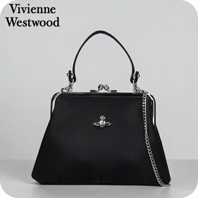 Rakuten - ヴィヴィアン ウエストウッド ハンドバッグ レディース ブランド Vivienne Westwood がま口 2WAY 4B010007W BLACK ビビアン 軽量 小さめ 手提げ 高級 おしゃれ プレゼント 女性 実用的 かわいい