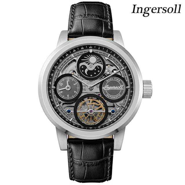 Watch - インガソール ザ アーク 自動巻き 腕時計 ブランド メンズ ムーンフェイズ オープンハート INGERSOLL I16001 アナログ ブラック スケルトン 黒 おしゃれ 防水 プレゼント 男性 実用的