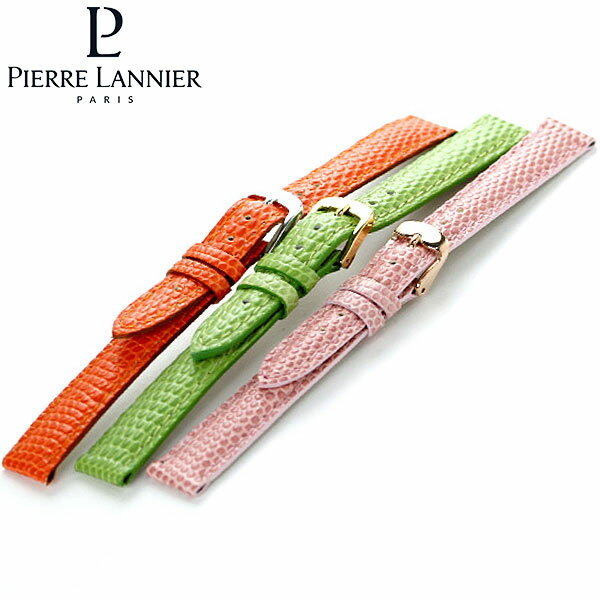 ピエールラニエ 交換用ベルト 腕時計 フランス製 リザード型押し 12mm 12S4L 選べるモデル ピエール・ラニエ社は、1977年にフランス、ストラスブルグ市近郊に創設されました。「常に時代の最先端を駆けるファッション性の高い時計作り」をコンセプトに、多くのファンを魅了しています。表・裏とも、一枚革から型を抜いて、一本一本職人の手作業で仕上げられた逸品。安心のフランス製ベルトです。シーンに合わせて、ご自分のお好きなカラーでカスタマイズできます。※かん幅12mmに対応しているベルトです。 ベルト品番： 12S4L11 ホワイト 12S4L42 ベージュ 12S4L44 チャ 12S4L45 コゲチャ 12S4L32 ブラック 12S4L53 コイピンク 12S4L51 ウスピンク 12S4L83 オレンジ 12S4L81 イエロー 12S4L71 グリーン 12S4L61 ブルー 12S4L64 濃紺素材：ベルト牛革（リザード型押し）かん幅約12mm美錠幅約10mm重さ約4g