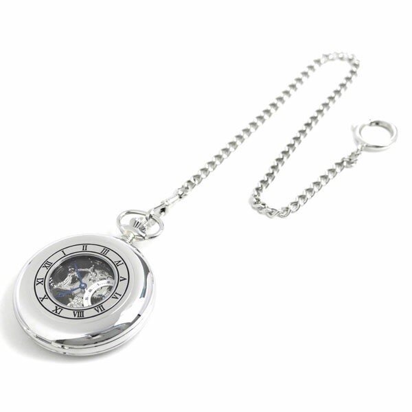 ラポート 懐中時計 スモールセコンド スケルトン ダブルハンターケース イギリス製 手巻き PW45 シルバー 時計 プレゼント ギフト