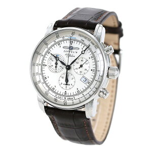 ツェッペリン クオーツ 7680-1N クロノグラフ 腕時計 メンズ アイボリー×ブラウン Zeppelin