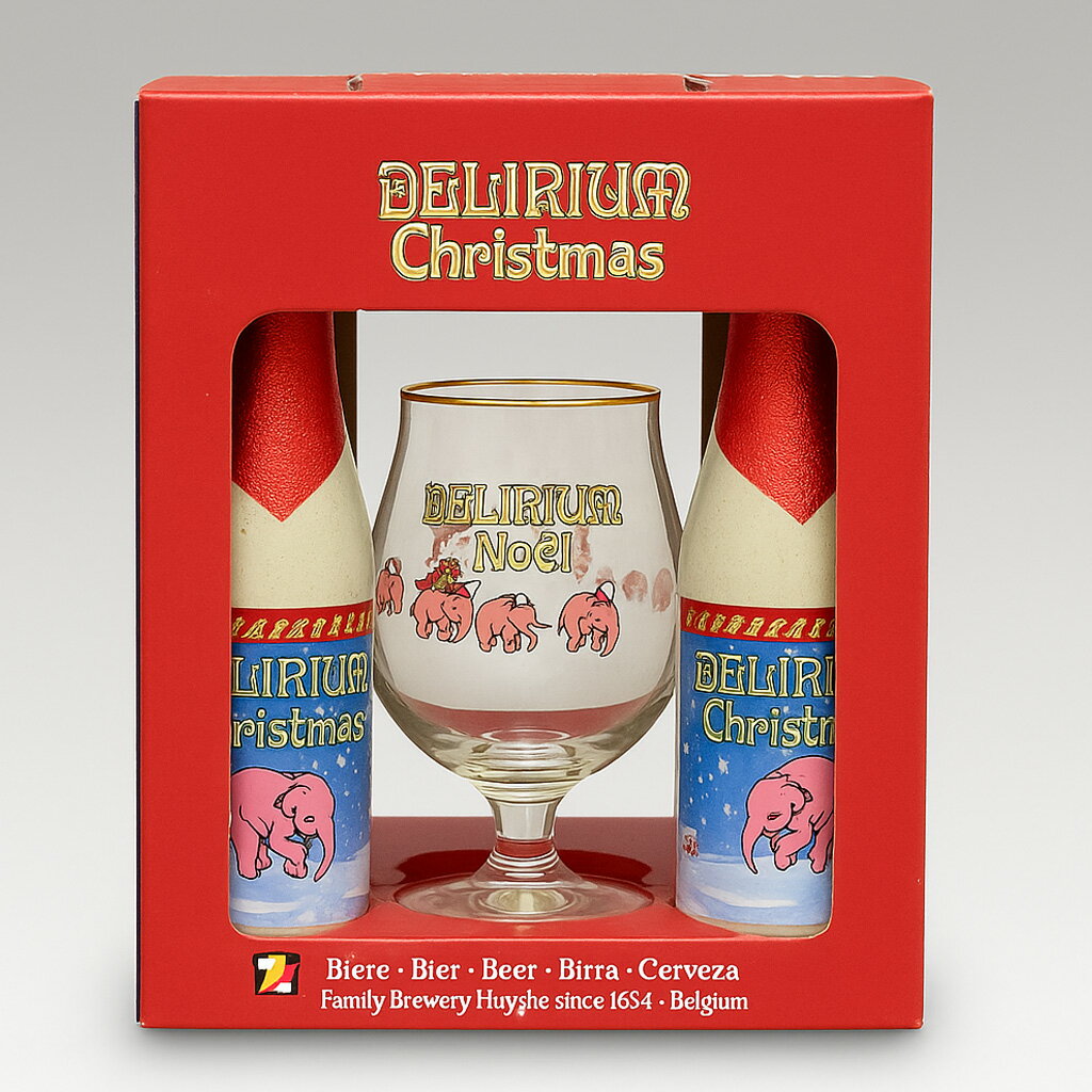 クリスマス仕様セット ベルギービール デリリュウムノエル330ml4本＋専用ゴブレットグラス付 ギフトセット クラフトビール デリリュウム エールビール｜送料無料 あす楽発送
