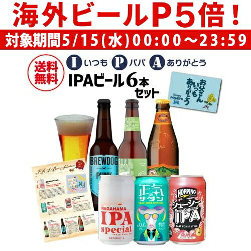 【P5倍 5/15 限定】(予約) 2024年5月下旬以降発送予定 父の日 ギフト ビール 実用的 I(いつも)P(パパ)A(ありがとう) IPAビール6本セット 送料無料 ビールギフト 詰め合わせ アイピーエー インディアペールエール RSL