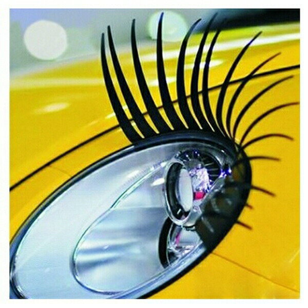 ヘッドライト 3D まつ毛 アクセサリー つけまつ毛 車用 2枚入り(左右セット) ドレスアップ アクセサリ..