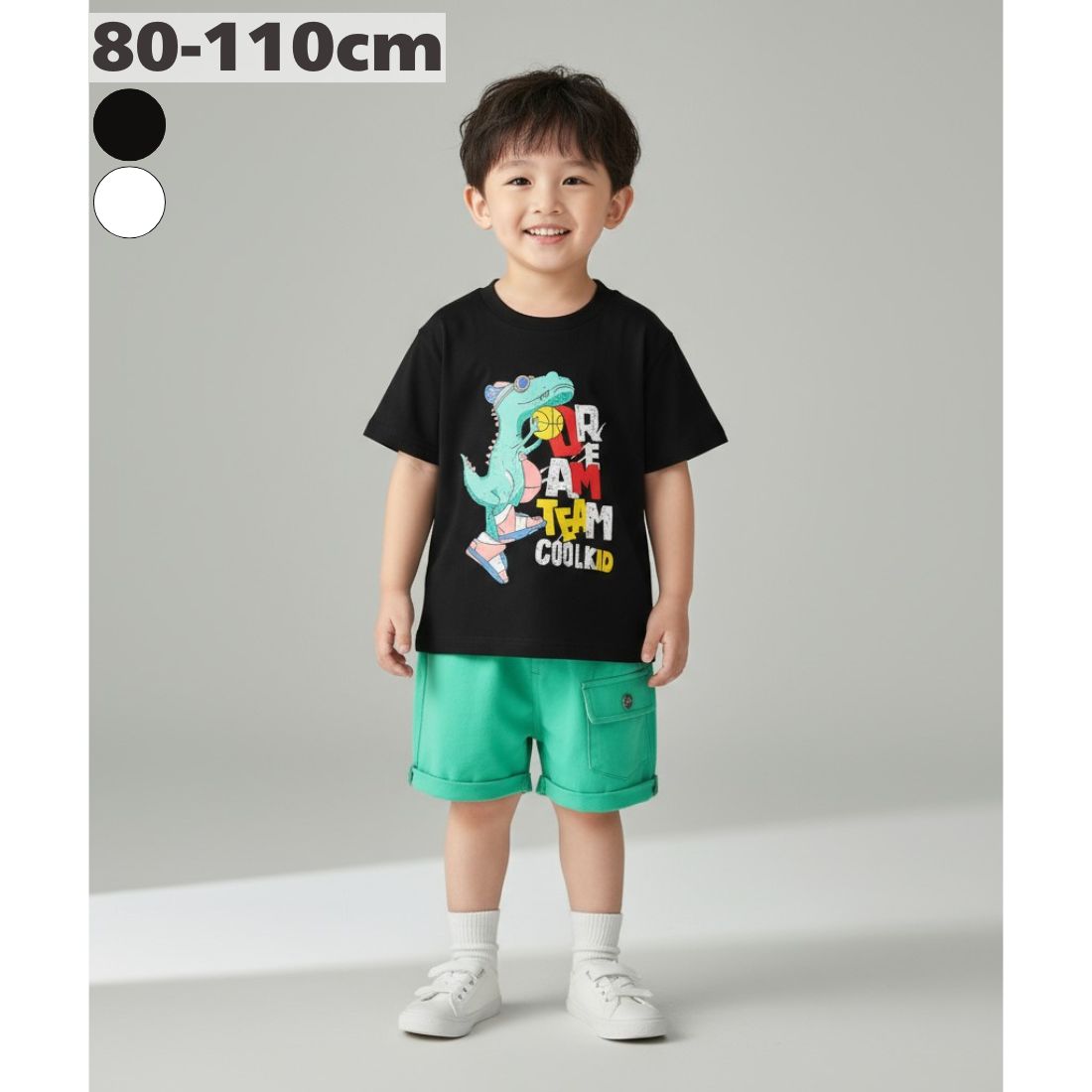 送料無料 恐竜柄 2点 セットアップ 半袖 Tシャツ ショートパンツ 上下セット キッズ ベビー服 男の子 ボーイズ 春 夏 秋 短パン かわいい 韓国子供服 80cm 90cm 100cm 110cm