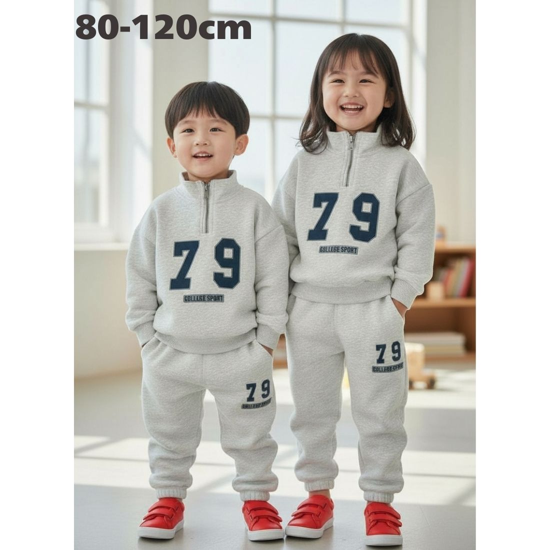 ファスナー付き 2点 セットアップ 長袖 ジップアップ スウェット 長ズボン 上下セット キッズ ベビー服 男の子 女の子 春 秋 冬 韓国子供服 80cm 9...