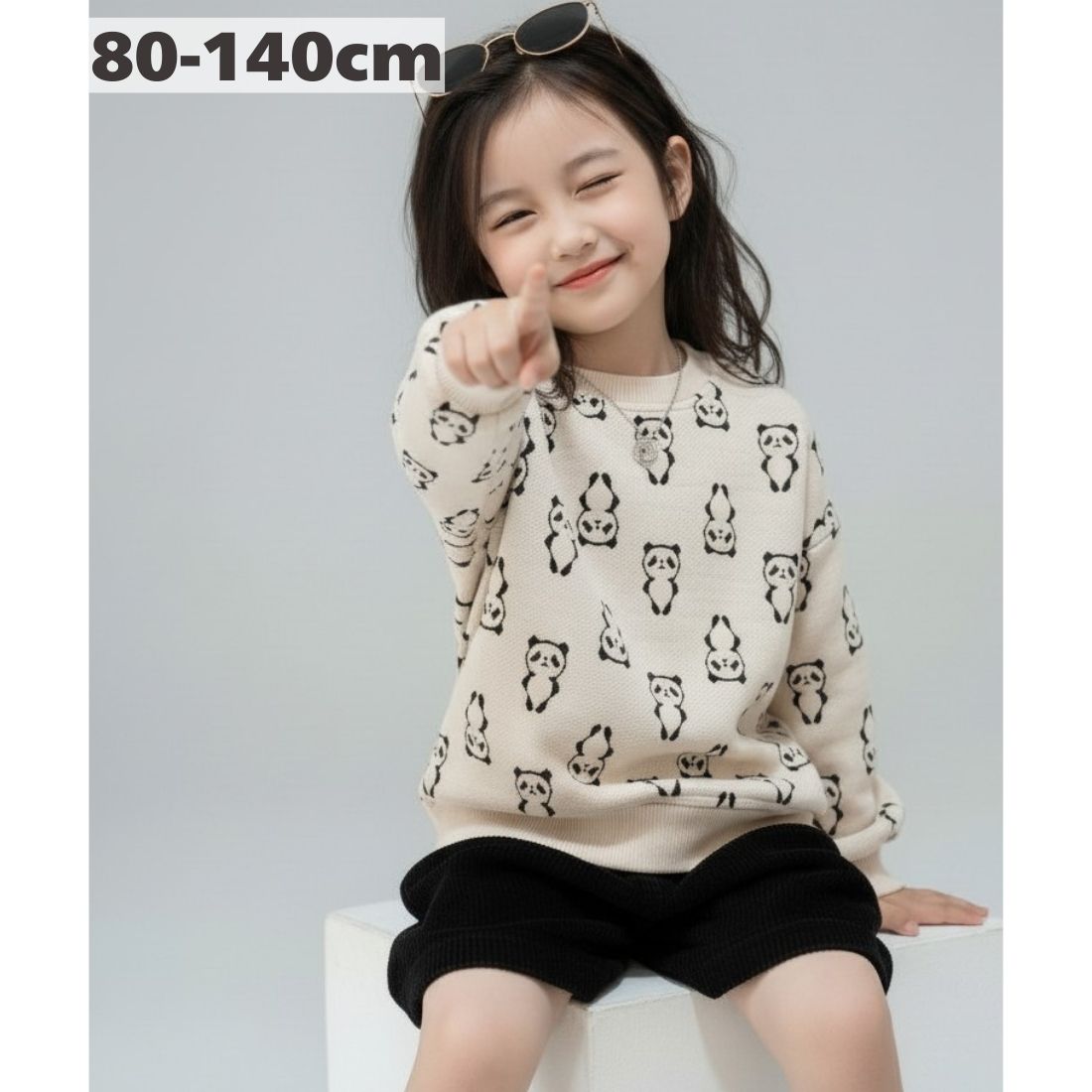 팬더 자수 트레이너 키즈 스웨트 소녀 긴소매 탑스 봄 가을 겨울 한국 어린이 옷 80cm 90cm 100cm 110cm 120cm 130cm 140cm