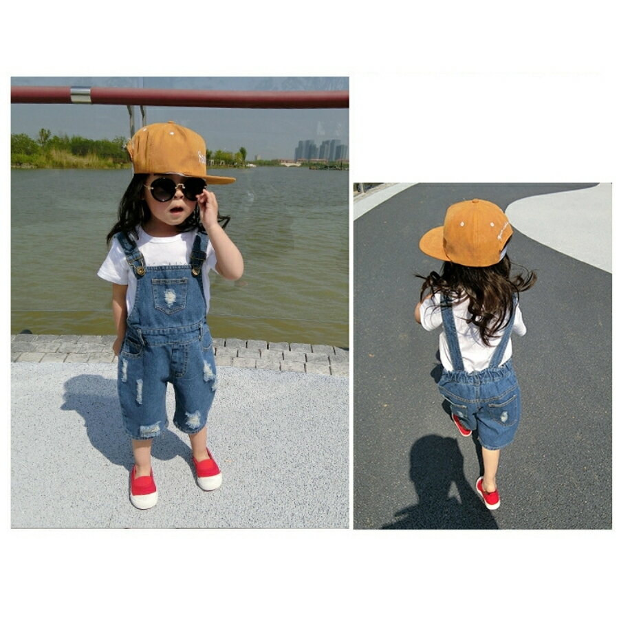送料無料 デニム ハーフ丈 オーバーオール サロペット ハーフパンツ ショートパンツ ズボン 韓国子供服 春夏秋 男の子 女の子 キッズ 90cm 100cm 110cm 120cm 130cm 2