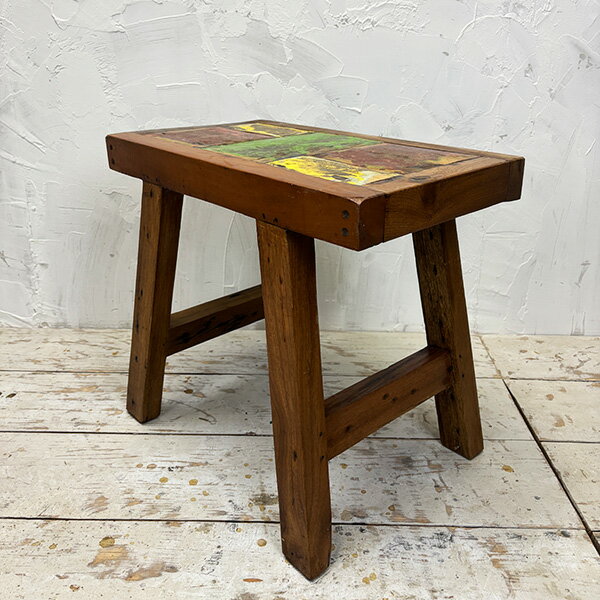 アジアン家具 スツール イス 椅子 チェア ダイニングチェア 木製 チーク 古材 古木 天然木 腰掛け アジアン 船 ボート 無垢 花台 飾り台 リビング 玄関 寝室 おしゃれ インテリア エスニック ハワイアン 西海岸 北欧 [2]