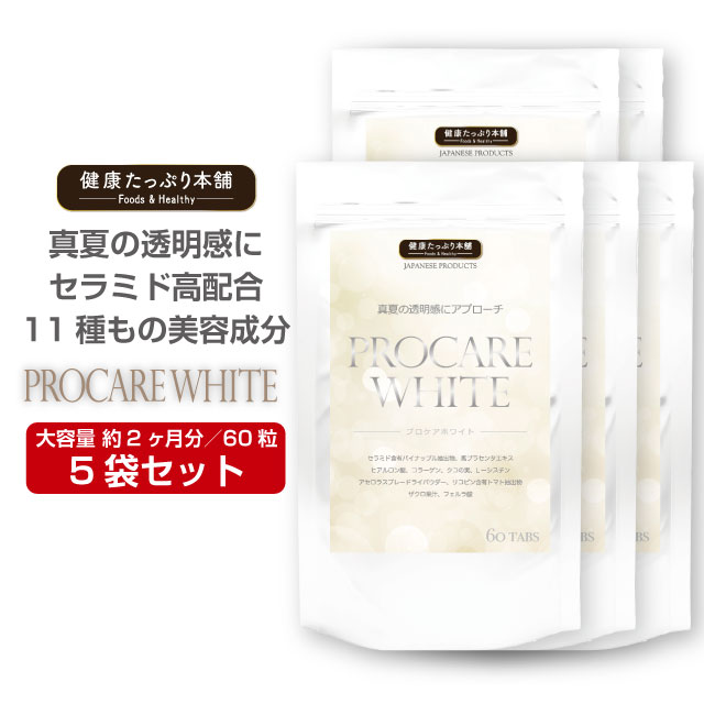 日差し 真夏の透明感 大容量 約2ヶ月分×5袋セット セラミド 高配合 サプリ サプリメント ノンケミカル ウォータープルーフ セラミド 馬プラセンタ ビタミンC シスチン spf50 pa++++ 国内製造 日本製 健康たっぷり本舗
