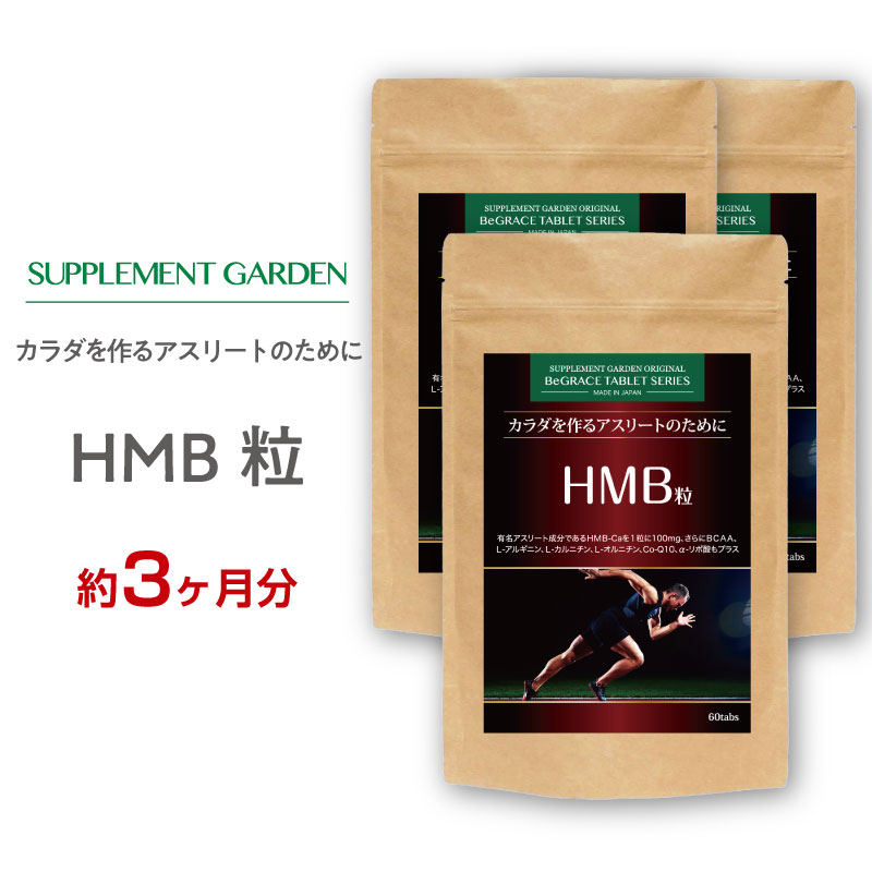 人気の成分「HMB」をなんと6,000mg濃縮配合した本格アスリート向けサプリメント。 さらに「BCAA」「L−アルギニン」「L−カルニチン」「L−グルタミン」「L−オルニチン」「αーリポ酸」を同時配合。 そしてカラダ作りサポートをよりスムーズに、滑らかでしなやかな動きをサポートする「コエンザイムQ10」「ヒハツエキス」もプラス。 より速く、より高く、頂点を目指すアスリートに合わせて研究開発したサプリメントです。 1粒100mgのHMBに加えサポート成分の数々をたっぷり摂取可能。自分のペースでコントロールできるHMB粒。 原材料名：カルシウムHMB、L-カルニチンフマル酸塩、コエンザイムQ10、チオクト酸、L-オルニチン塩酸塩、ヒハツエキス末 / セルロース、ステアリン酸カルシウム、L-グルタミン、L-アルギニン、微粒酸化ケイ素、L-ロイシン、L-バリン、L-イソロイシン 内容量：15.0g（250mg×60粒）×3個セット お召し上がり方：食品として1日1〜2粒を目安に水またはぬるま湯などでお召し上がりください。 使用上のご注意：小さなお子様は、本品の摂取を避けてください。薬を服用している方、通院中の方は担当専門医にご相談の上ご使用ください。アレルギー等のある方は原材料表示をご参照ください。妊娠・授乳中の方は、ご使用をお控え下さい。 サプリメントの賞味期限について：賞味期限残が3ヶ月以上の商品を販売しております。長期間のご使用をお考えの場合は事前に賞味期限をお問合せ頂きますようお願い致します。 保存方法：高温多湿、直射日光を避け涼しい所に保管して下さい。 製造国：日本 商品区分：栄養補助食品 広告文責：株式会社ナチュレ