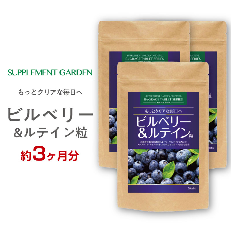 100倍濃縮 ビルベリー ルテイン アントシアニン 約1ヶ月分 3個セット ビルベリー45000mg 生原料換算 を100倍濃縮 高配合 ブルーベリー カシス メグスリノキ アイブライト βカロテン サプリメン…