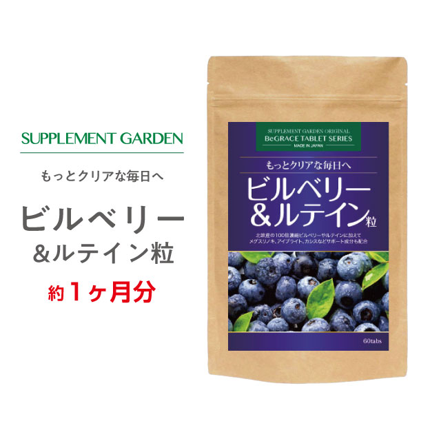 100倍濃縮 ビルベリー ルテイン アントシアニン 高濃縮 約1ヶ月分 ビルベリー15000mg（生原料換算）を100倍濃縮 高配合 ブルーベリー カシス メグスリノキ アイブライト βカロテン サプリメント サプリ ブルーライト 国内製造 日本製 サプリメントガーデン