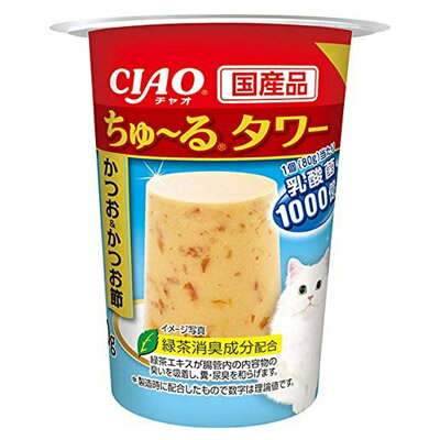 いなばペットフード CIAO ちゅ～る タワー かつお＆かつお節 80g　ペット フード 猫 キャット おやつ ソフトゼリー 乳酸菌 緑茶消臭成分配合 国産 1