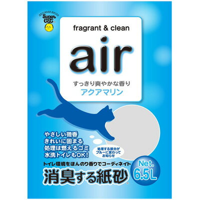 スーパーキャット air 消臭する紙砂 アクアマリン 6.5L 1