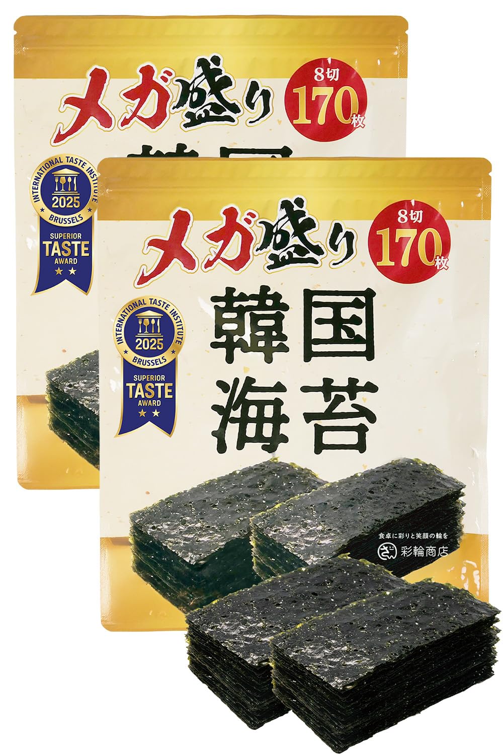 ?【二つ星受賞 韓国のりメガ盛り170枚！】ITI(国際味覚審査機構)で二つ星を受賞。厳選した初摘み海苔を使用。しっかりした海苔質の(岩海苔のような海苔質)海苔を荒めに漉き、本場の韓国で愛されている多くの穴が空いている海苔に仕上げました。?【たっぷり食べられる大容量パック】朝ごはんに、お弁当に、おつまみに。とにかく家族みんなでたくさん食べたいから、たっぷり使える大容量パックにしました。?【韓国海苔美味しさの理由】＜こだわり1＞厳選した初摘み海苔を使用。＜こだわり2＞圧搾製法のごま油使用。＜こだわり3＞きめ細かい沖縄の塩を使用。?【安心の国内製造】安心してお召し上がりいただけるよう、製造は国内品質規格に基づいた国内工場で行っています。?【管理栄養士推薦】手巻き寿司・チュモッパやみそ汁・スープに。サラダなどのトッピングやおやつ・おつまみなど色々なお料理に。保存に便利なチャック付きパッケージになります。?【二つ星受賞 韓国のりメガ盛り170枚！】ITI(国際味覚審査機構)で二つ星を受賞。厳選した初摘み海苔を使用。しっかりした海苔質の(岩海苔のような海苔質)海苔を荒めに漉き、本場の韓国で愛されている多くの穴が空いている海苔に仕上げました。?【たっぷり食べられる大容量パック】朝ごはんに、お弁当に、おつまみに。とにかく家族みんなでたくさん食べたいから、たっぷり使える大容量パックにしました。?【韓国海苔美味しさの理由】＜こだわり1＞厳選した初摘み海苔を使用。＜こだわり2＞圧搾製法のごま油使用。＜こだわり3＞きめ細かい沖縄の塩を使用。?【安心の国内製造】安心してお召し上がりいただけるよう、製造は国内品質規格に基づいた国内工場で行っています。?【管理栄養士推薦】手巻き寿司・チュモッパやみそ汁・スープに。サラダなどのトッピングやおやつ・おつまみなど色々なお料理に。保存に便利なチャック付きパッケージになります。